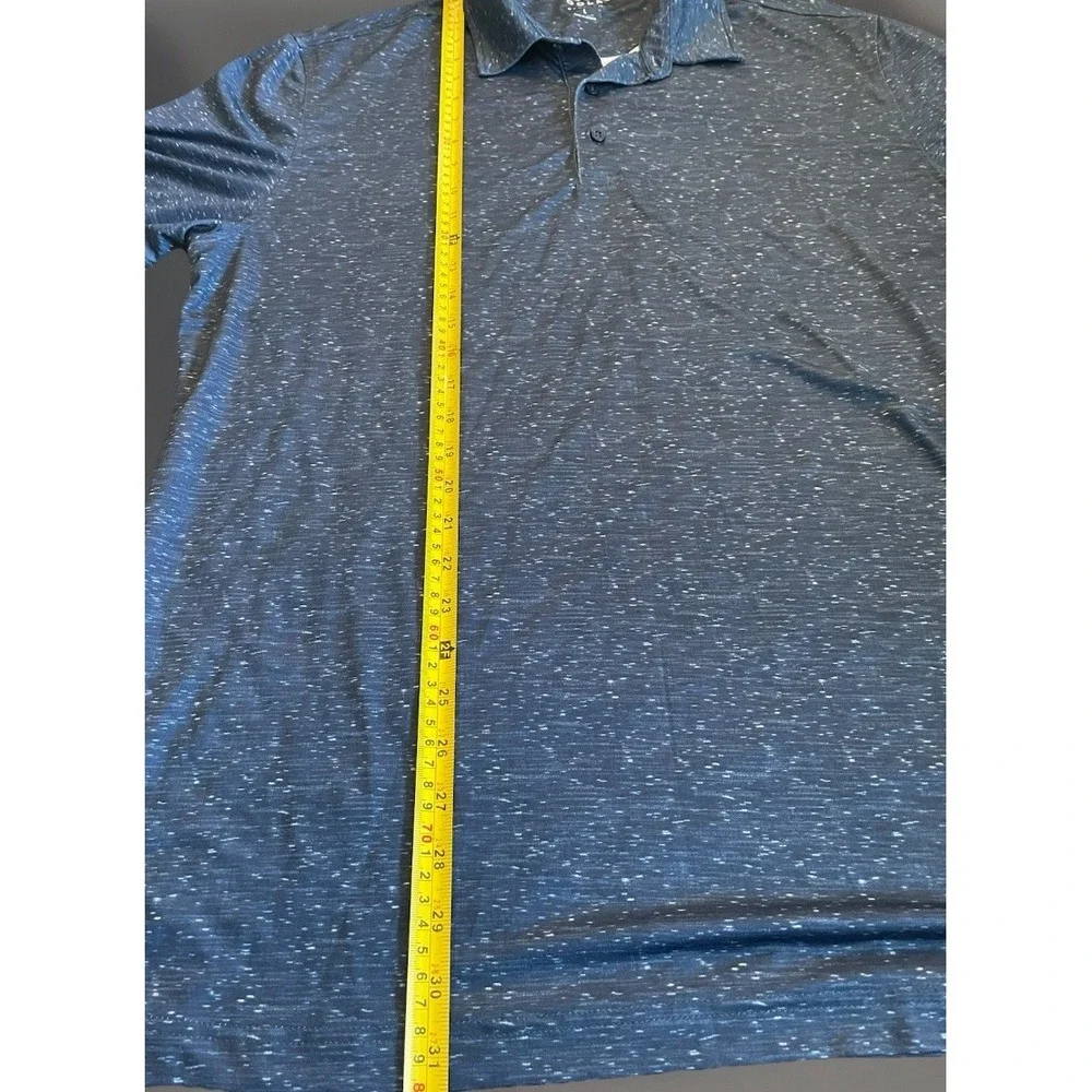 Izod Golf Short Sleeve Polo Shirt Blue White Splatter Pattern Logo Large JBHS - Picture 3 of 7